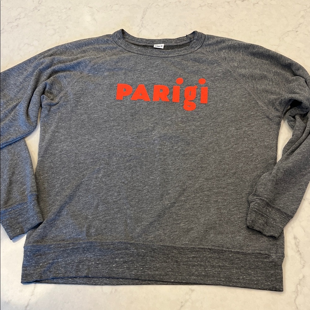 Clare V Gray Sweatshirt with Red Print